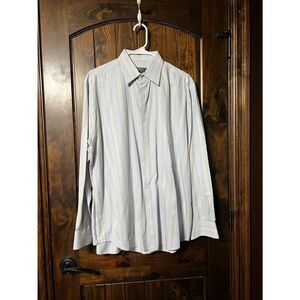 Perry Ellis Portfolio Pinstripe Button Up Dress Shirt Size 16 /34